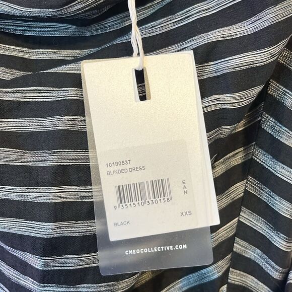 C/MEO Collective Blinded Sleeveless Striped Belted Mini Dress Black Women’s XXS - Picture 4 of 8